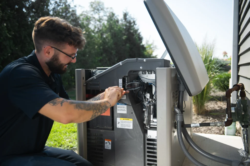 Korte electrician repairing a generator